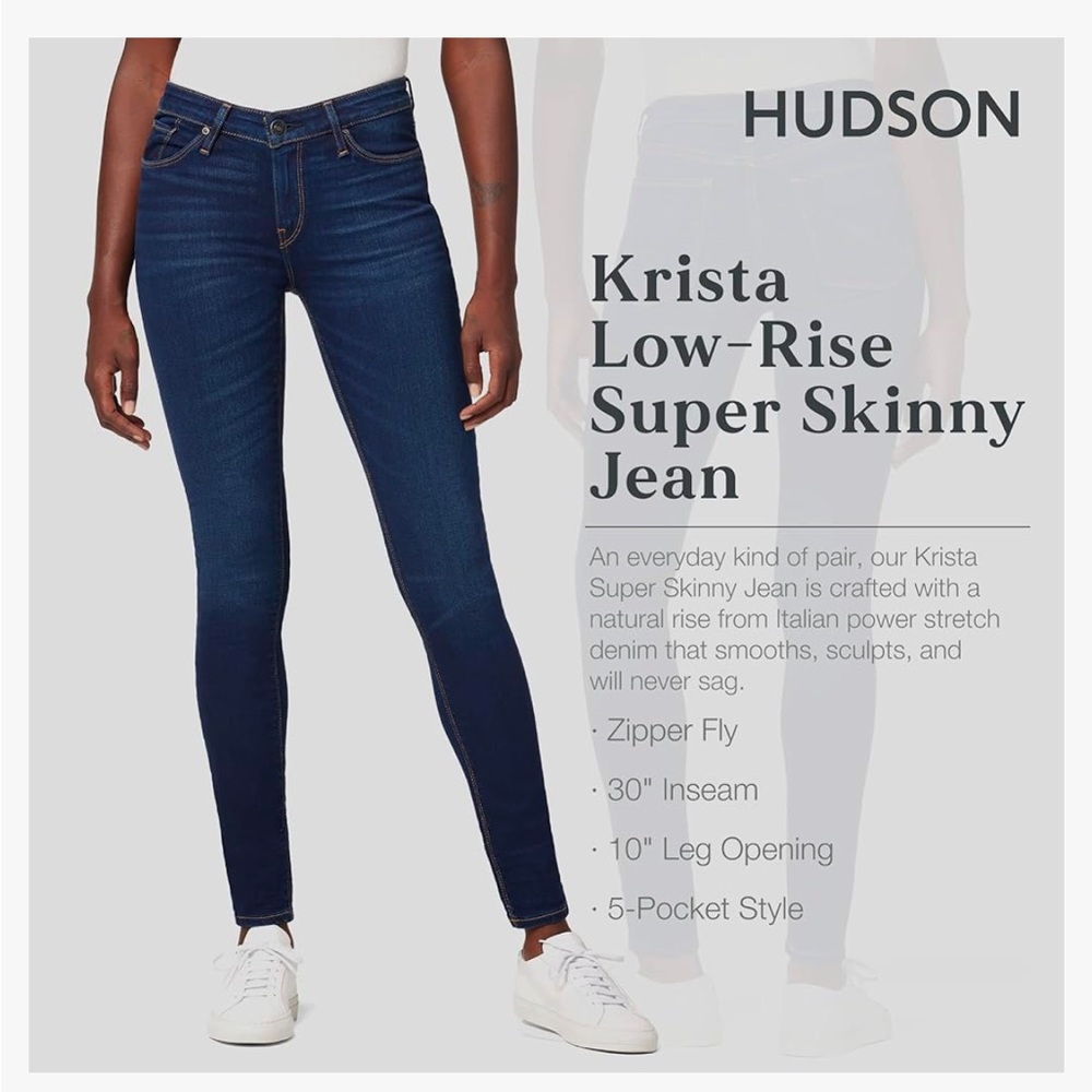 Hudson Krista Super Skinny Ankle Jeans Dark Wash Sz 25